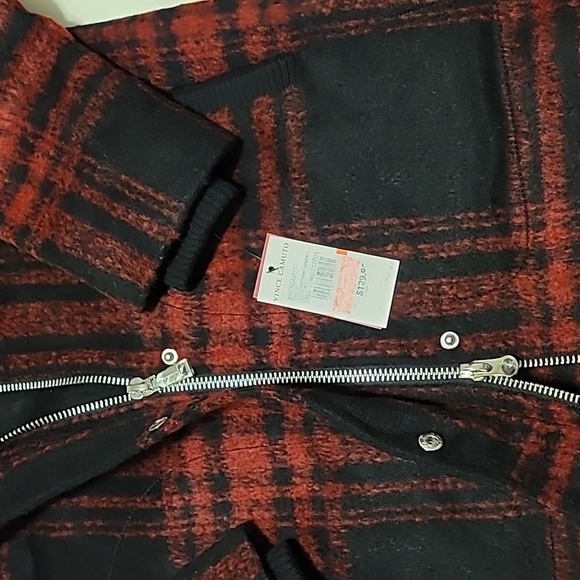 New Vince Camuto red and black plaid wool coat - Picture 10 of 16
